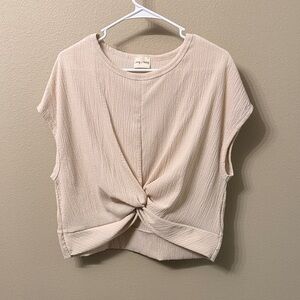 Lovely Melody Cream Twist Front Crop Top